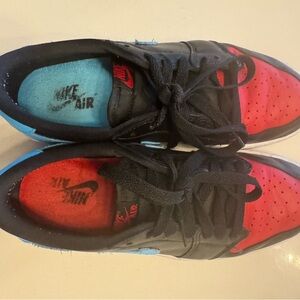 Jordan Low-Top Athletic Sneakers in Black, Red & Blue